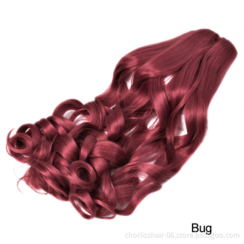 Cheap Customized Color 24 Inches 75g/150g Curly Loose Wavy Synthetic Hair Extensions Spiral Curl Crochet Braids Bundle Hairstyle